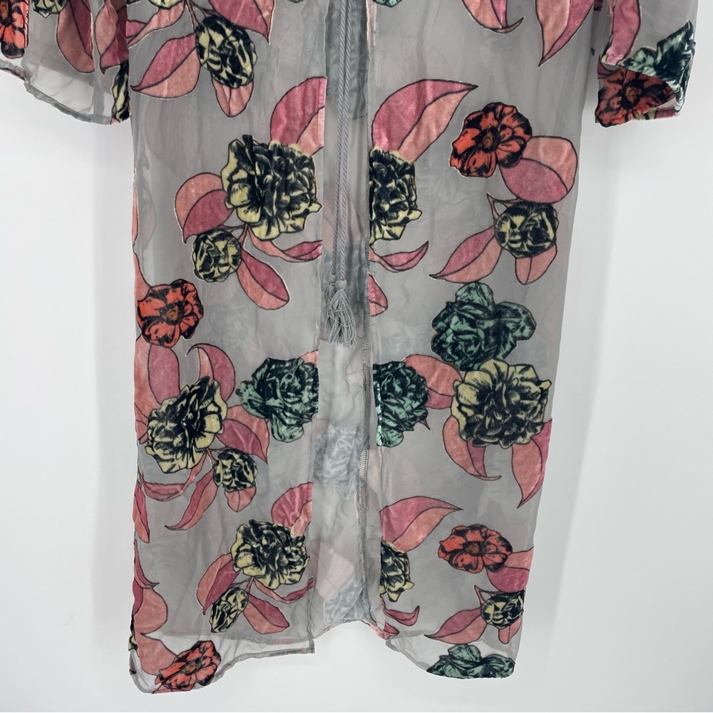 En Creme Kimono Floral Robe sheer Pink Bohemian - Picture 4 of 8